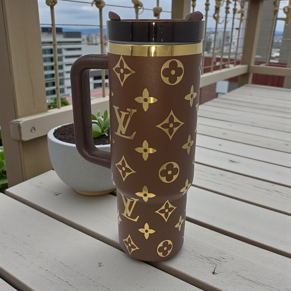 30oz Chocolate and Gold Laser Engraved Tumbler